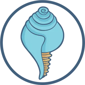 Stylized Blue Conch Shell Illustration PNG image