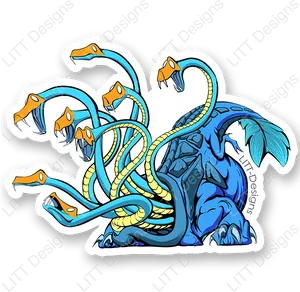 Stylized Blue Hydra Illustration PNG image