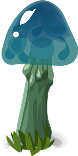 Stylized Blue Mushroom Illustration PNG image