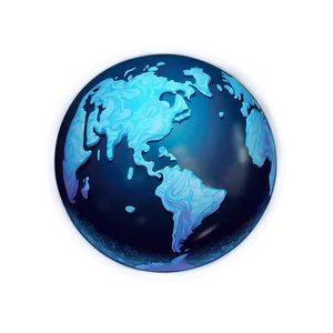 Stylized Blue Planet Sketch PNG 3 PNG