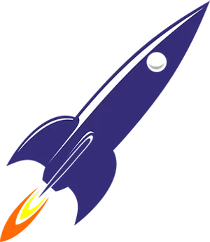 Stylized Blue Rocket Vector PNG