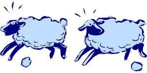 Stylized Blue Sheep Illustration PNG image