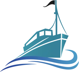 Stylized Blue Ship Vector