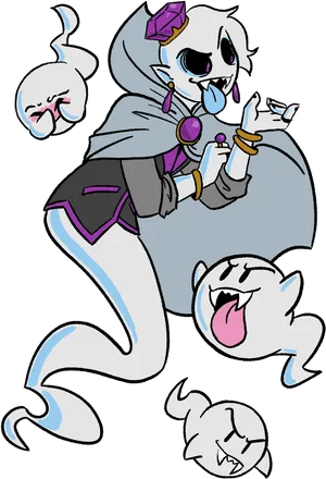 Stylized Boo Characters Illustration PNG
