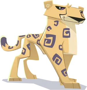 Stylized Cartoon Cheetah Illustration PNG image