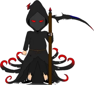 Stylized Cartoon Grim Reaper PNG image