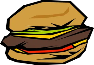 Stylized Cartoon Hamburger PNG image