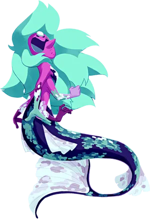 Stylized Cartoon Mermaid Clipart PNG