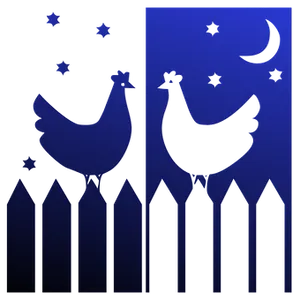 Stylized Chickens Nighttime Silhouette PNG image