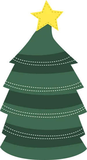 Stylized Christmas Treewith Star Topper PNG