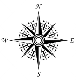 Stylized Compass Rose Black Background