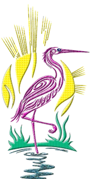 Stylized Embroidery Flamingo Art PNG image