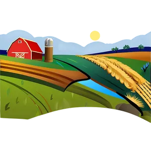 Stylized Farm And Fields PNG 91 PNG