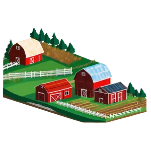 Stylized Farm And Fields PNG Frw39 PNG