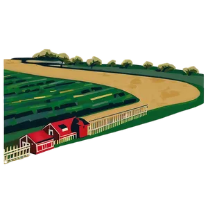 Stylized Farm And Fields PNG Oaw PNG