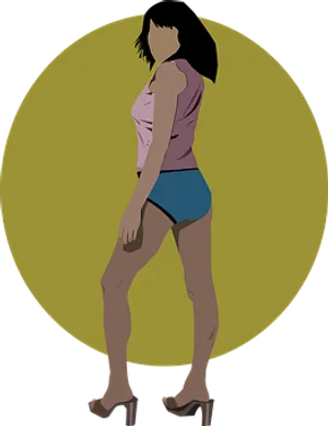 Stylized Female Figure Yellow Background