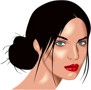 Stylized Female Portrait Vector PNG image