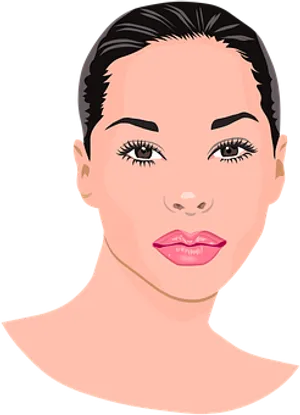 Stylized Female Portrait Vector PNG