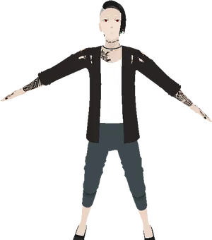 Stylized Figurewith Tattoos PNG