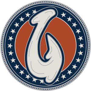 Stylized Fish Hook Emblem PNG image