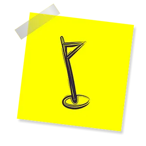 Stylized Golf Flag Iconon Yellow Postit