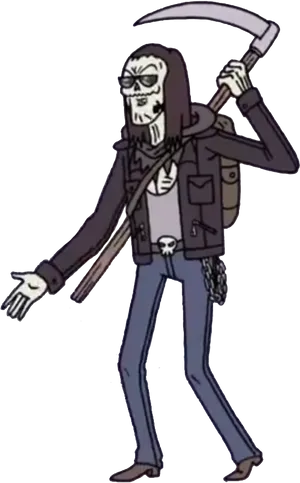 Stylized Grim Reaper Cartoon PNG image
