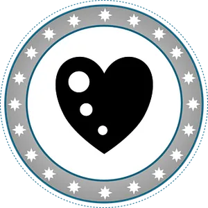 Stylized Heart Icon Circle Frame