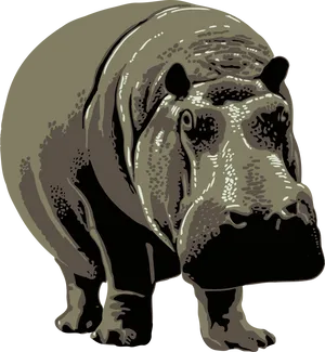Stylized Hippopotamus Illustration PNG image