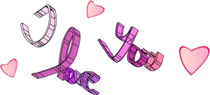 Stylized I Love You Text With Hearts PNG image