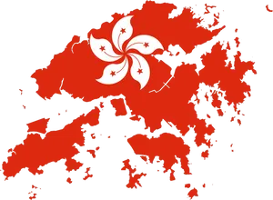 Stylized Mapof Hong Kongwith Floral Emblem PNG image