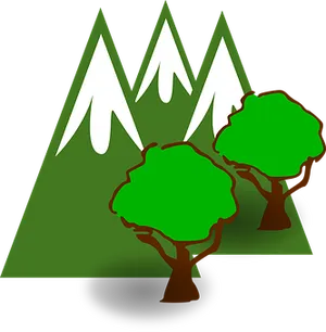 Stylized Mountainand Trees Graphic PNG image