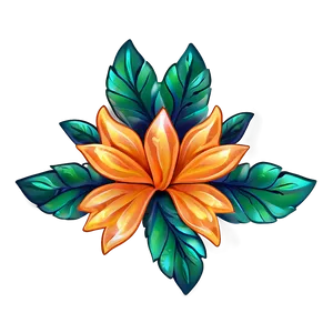 Stylized Orange Floral Png Eaw14 PNG image