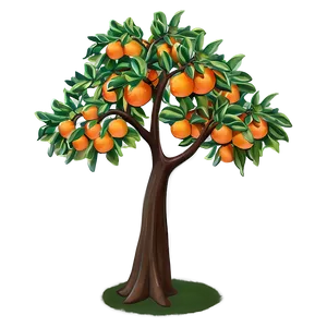 Stylized Orange Tree PNG 06132024