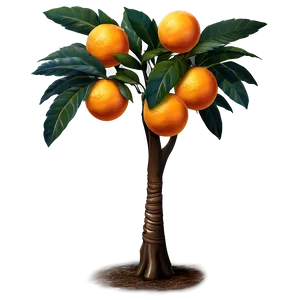 Stylized Orange Tree PNG 3