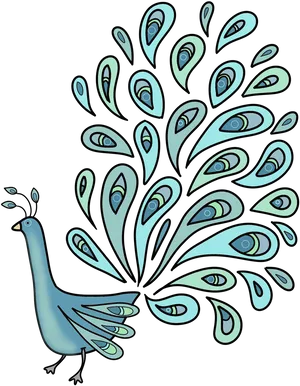 Stylized Peacock Illustration PNG image