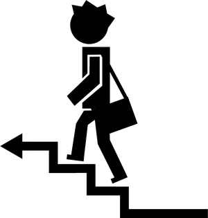 Stylized Person Climbing Stairs Icon PNG image