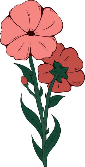 Stylized Pink Flowers Illustration PNG image