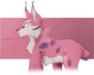 Stylized Pink Lynx Artwork PNG image
