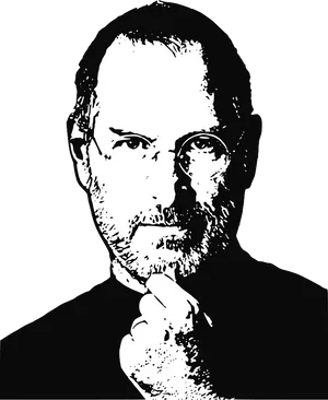Stylized Portraitof Man Thinking PNG
