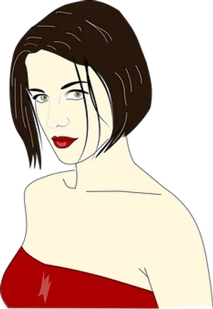Stylized Portraitof Womanwith Red Lipstick