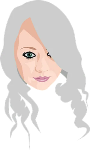 Stylized Portraitof Womanwith Silver Hair