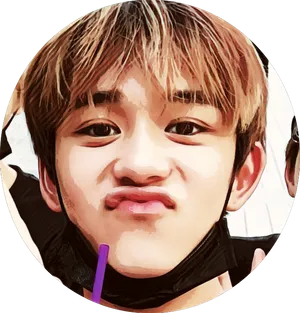 Stylized Portraitof Young Manwith Straw PNG