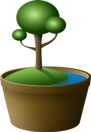 Stylized Potted Tree Illustration