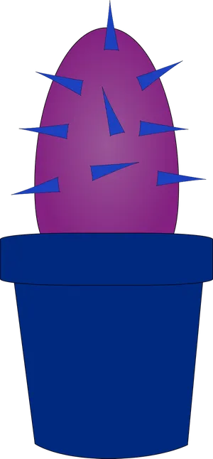 Stylized Purple Cactusin Blue Pot PNG image