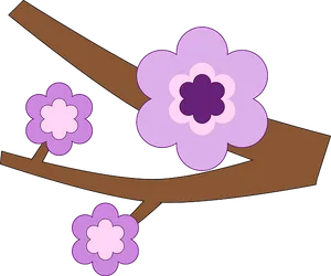 Stylized Purple Flowerson Branch PNG image