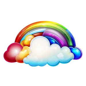 Stylized Rainbow With Clouds PNG 06282024