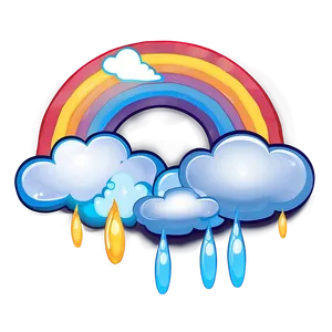 Stylized Rainbow With Clouds PNG Bvi69 PNG