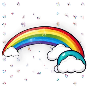 Stylized Rainbow With Clouds PNG Ywh