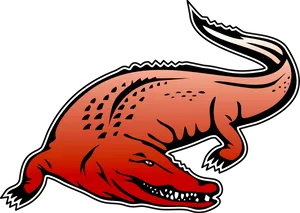 Stylized Red Alligator Illustration