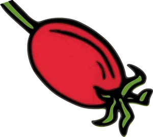 Stylized Red Rose Hip Illustration